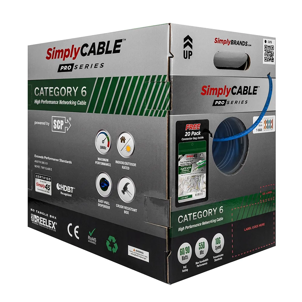 Simply45 Pro Series Cat6 installationskabel hvid 305 m