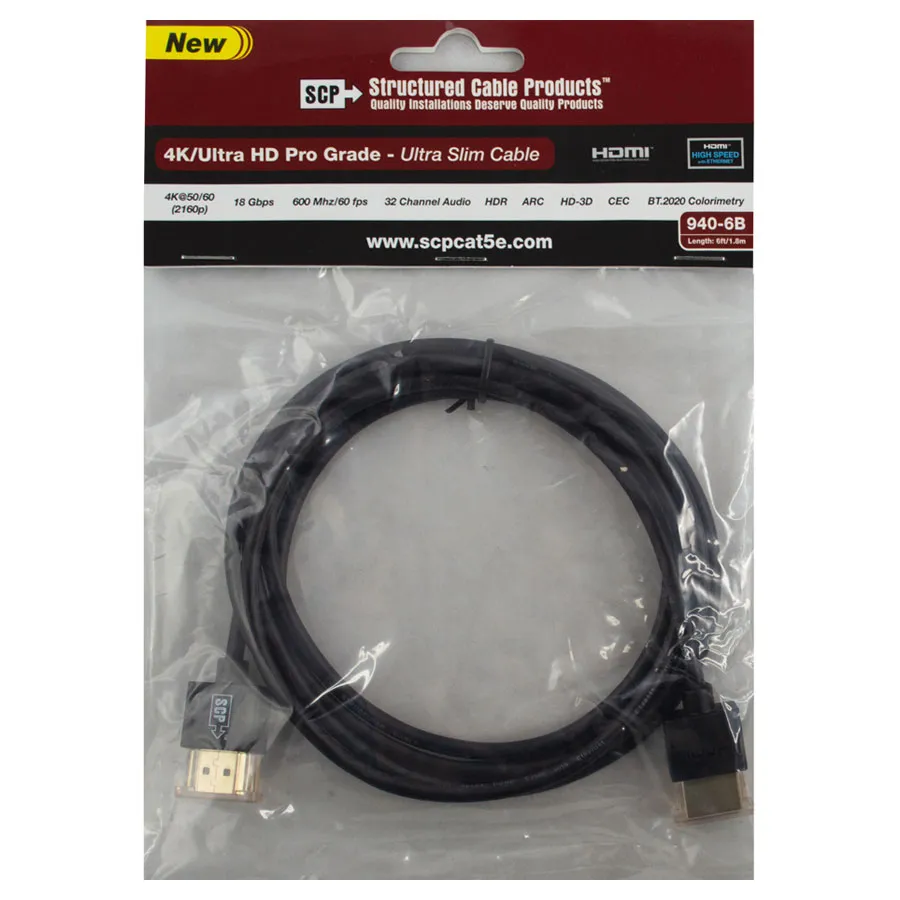 Simply45 940-6B HDMI kabel 1,8 m ultra slim 4K