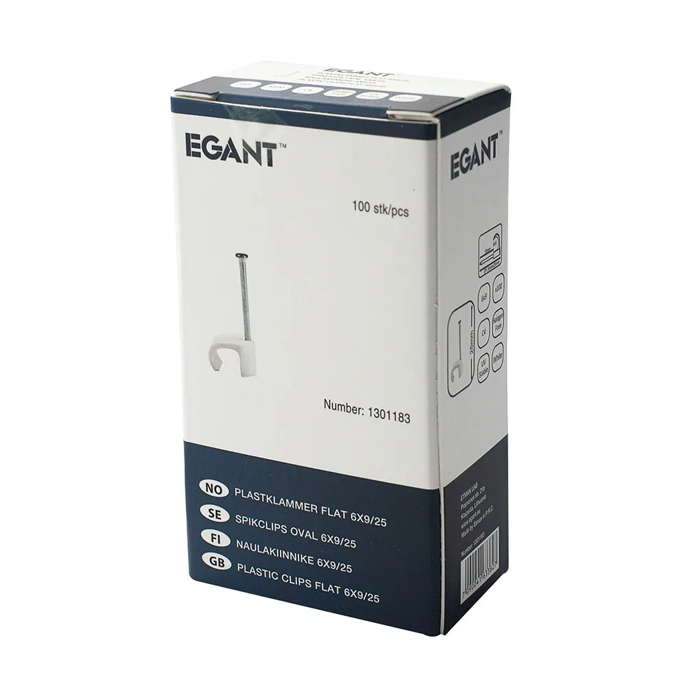 EGANT sømclips 6x9mm til flad ledning