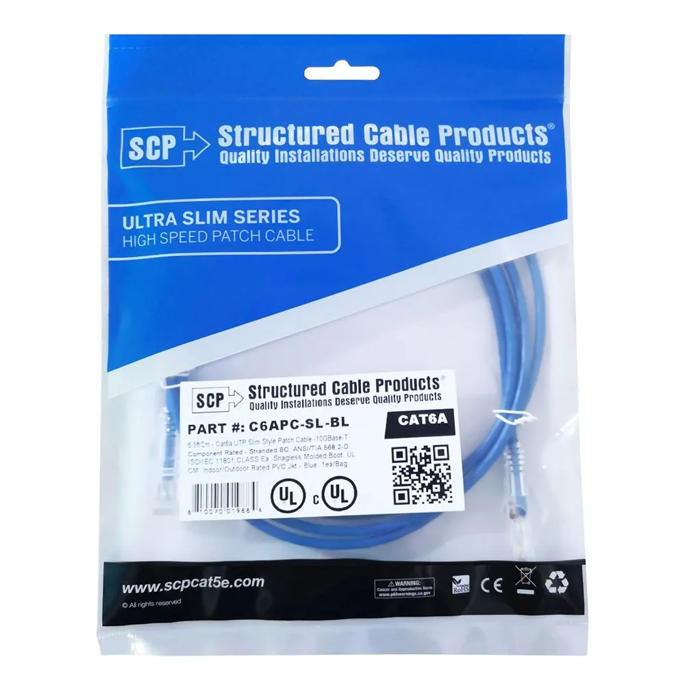 Simply45 C6APC-SL-6-BL Cat6a patchkabel 2 m blå slim