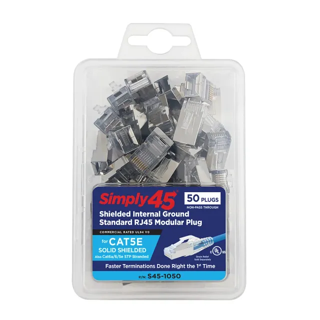 Simply45 S45-1050 RJ45 stik skærmet Cat5e 50 stk