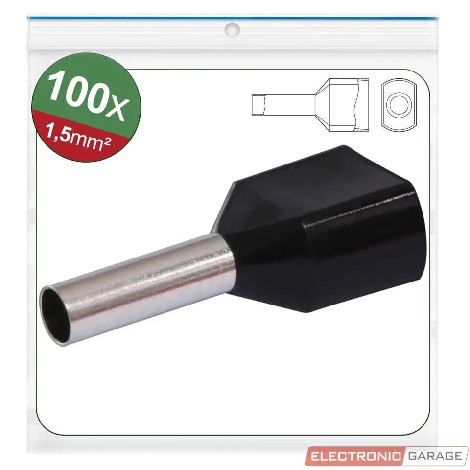 Electronic Garage EG 22C436 twin lederhylse sort 100 stk 1,5mm²