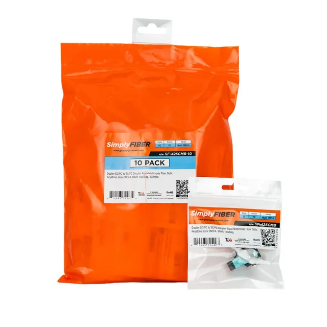 Simply45 SC/PC fiber keystone aqua OM3/4 10-pak