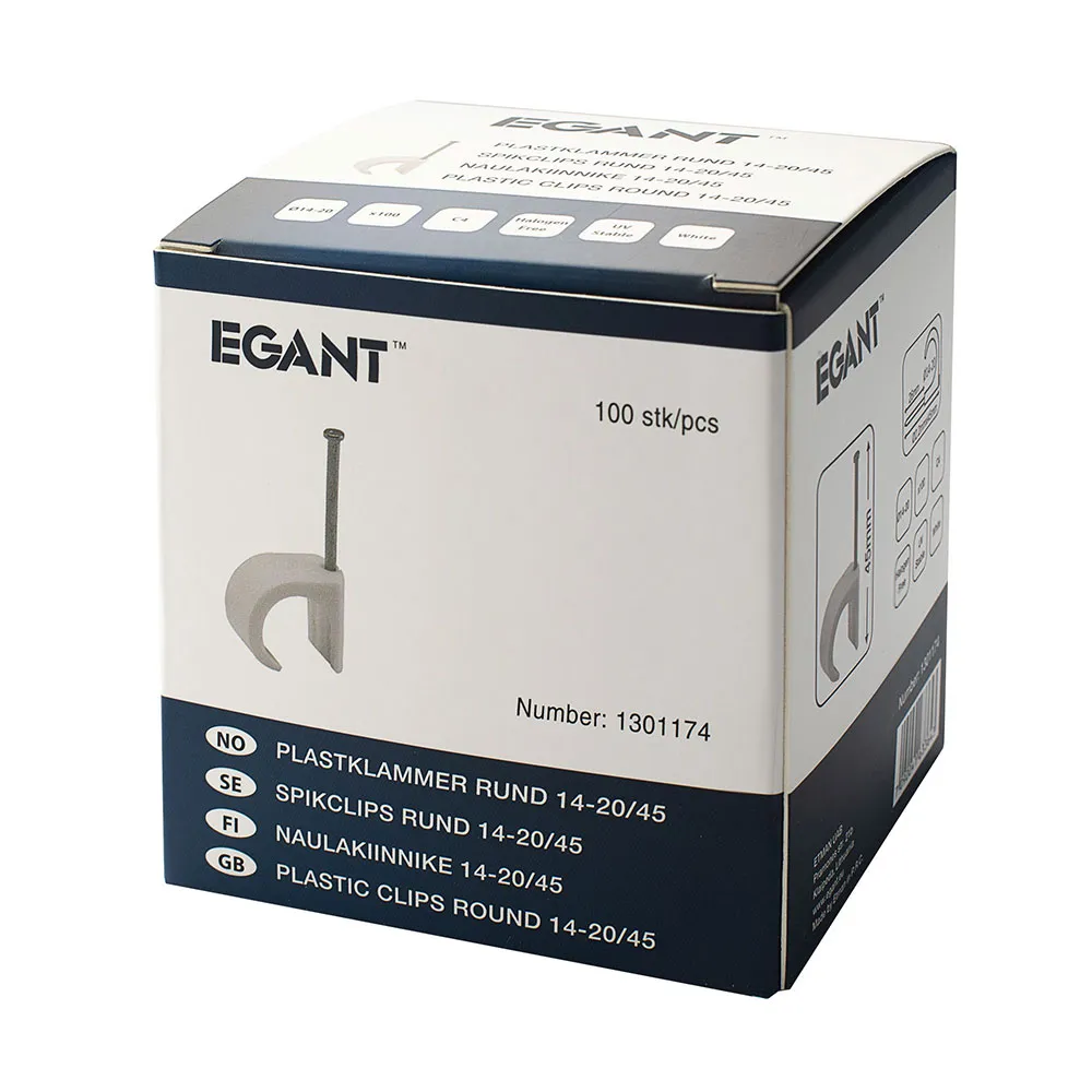 EGANT sømklammer 14-20 mm rund ledning rør clips