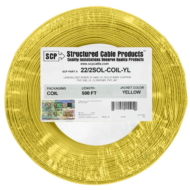 Simply45 22/2SOL-COIL-YL alarmkabel 152m gul 2x22AWG