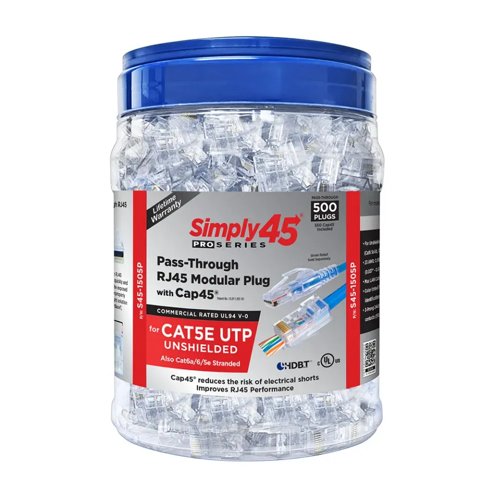Simply45 ProSeries RJ45 stik pass-through 500 stk Cap45