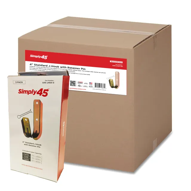 Simply45 J-Hook kabelkrog 4 tommer stål 50 stk