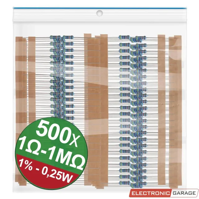 Electronic Garage EG22P036 modstandssæt 0,25W 500 stk 1Ω-1MΩ