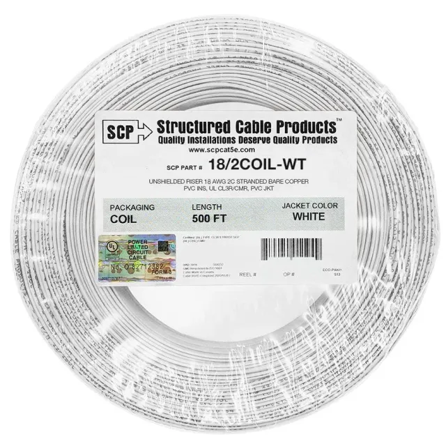 Simply45 18/2COIL-WT alarmkabel hvid 152m CMR
