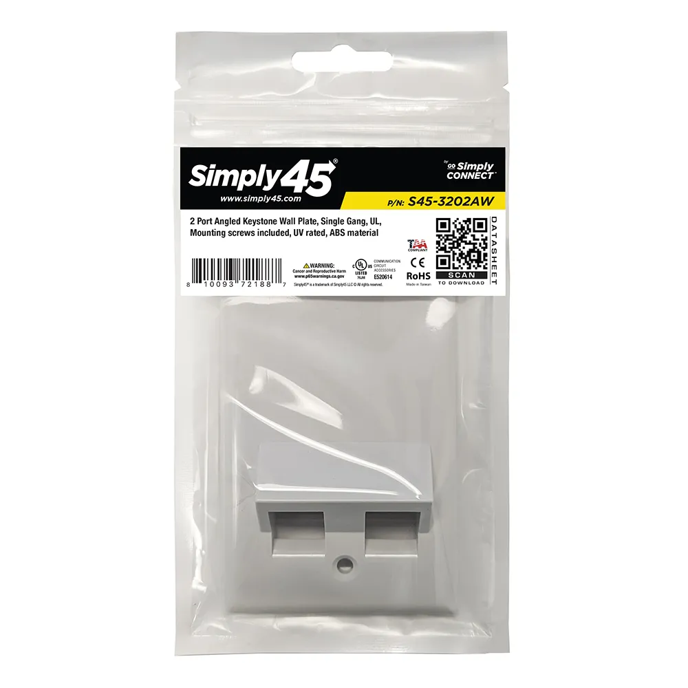 Simply45 S45-3202AW keystone vægplade 2-port hvid