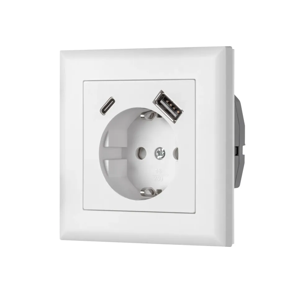 EGANT Fjord stikkontakt enkelt med USB A+C hvid