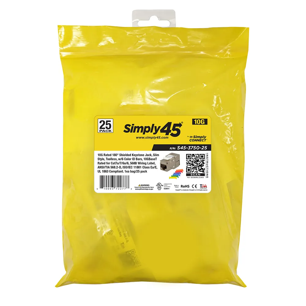 Simply45 10G keystone jack 25 stk skærmet Cat6A