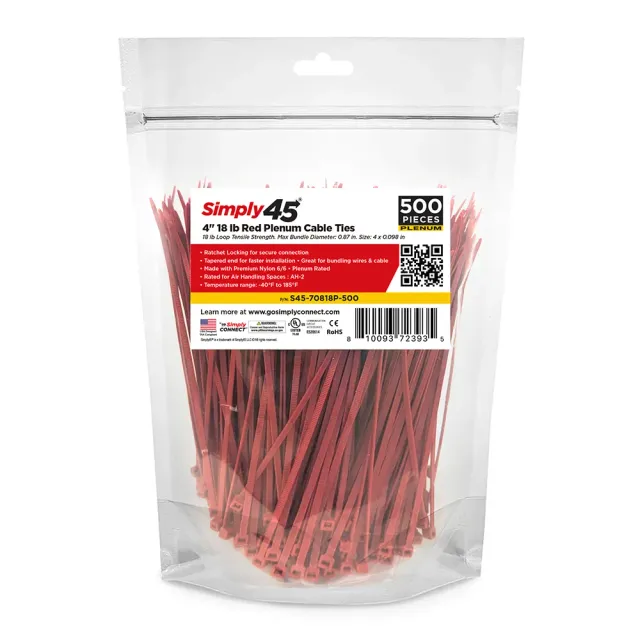 Simply45 kabelbindere rød 102mm 500-pak plenum