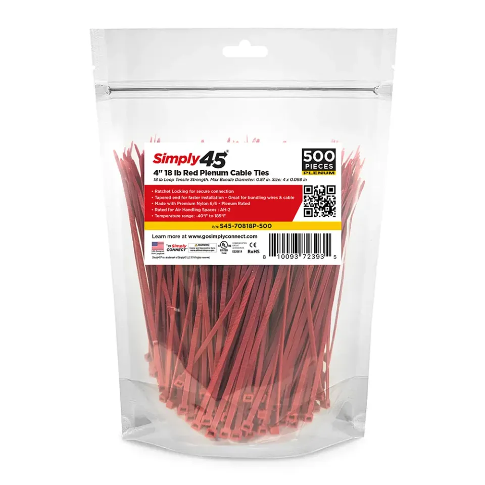 Simply45 kabelbindere rød 102mm 500-pak plenum