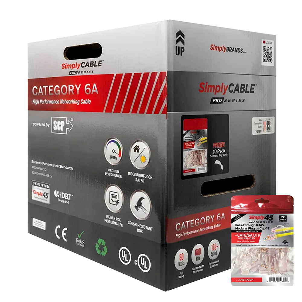 Simply45 Pro Series Cat6a installationskabel sort 305 m
