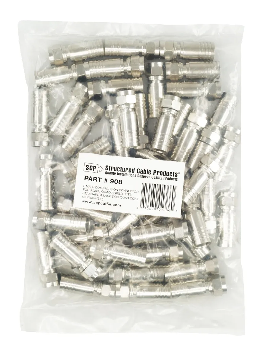 Simply45 908 F-stik RG6 Quad 50 stk kompression