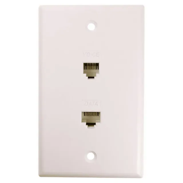 Simply45 122-WT vægplade hvid CAT3+CAT5 10 stk