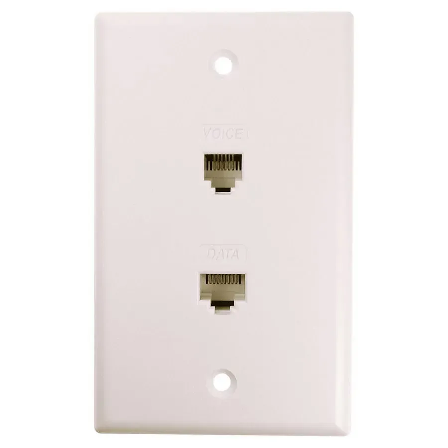 Simply45 122-WT vægplade hvid CAT3+CAT5 10 stk