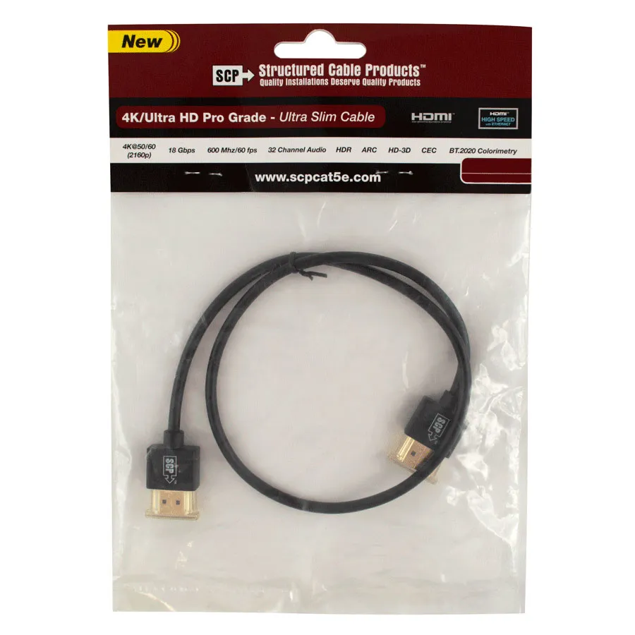 Simply45 940-8B HDMI-kabel Ultra Slim 2,5m sort