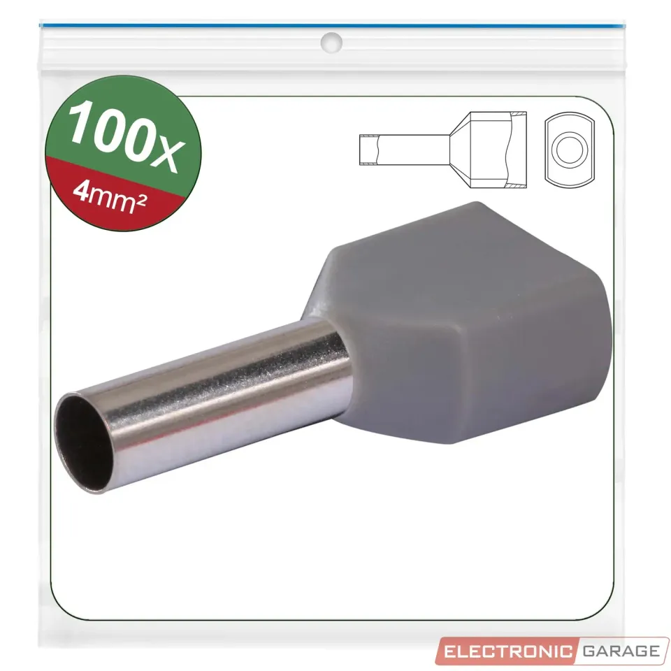 Electronic Garage EG 22C438 dobbelt terminalrør 2x4 mm² grå 100 stk