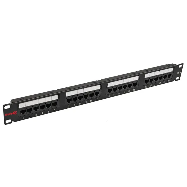 Simply45 24 Port Cat5e UTP Patchpanel 19" 1U PoE
