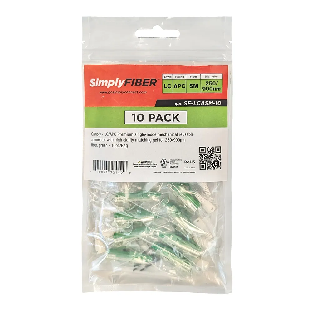 Simply45 LC/APC fiberstik grøn single-mode 10 stk