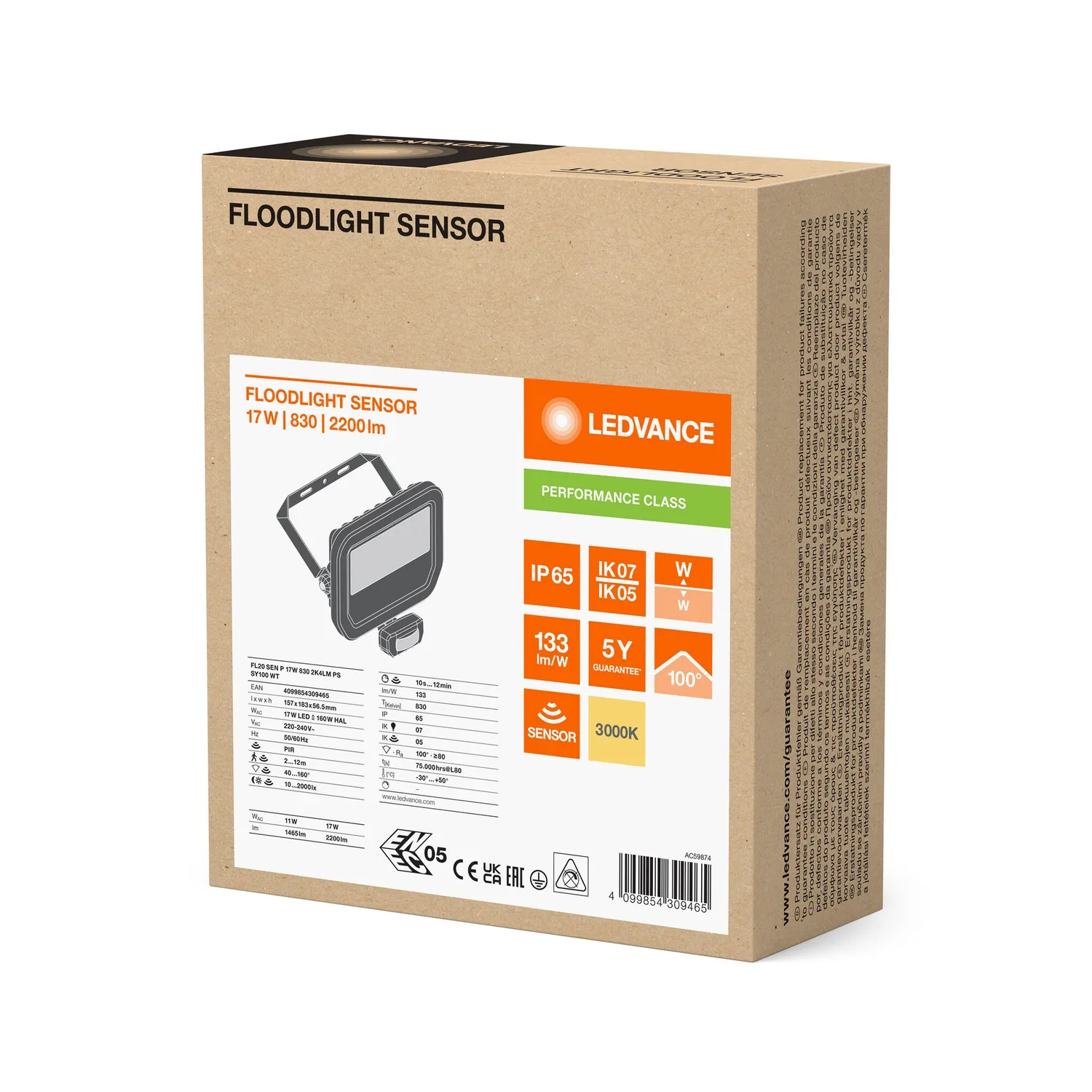 Flood Performance projektør sensor 20W 830