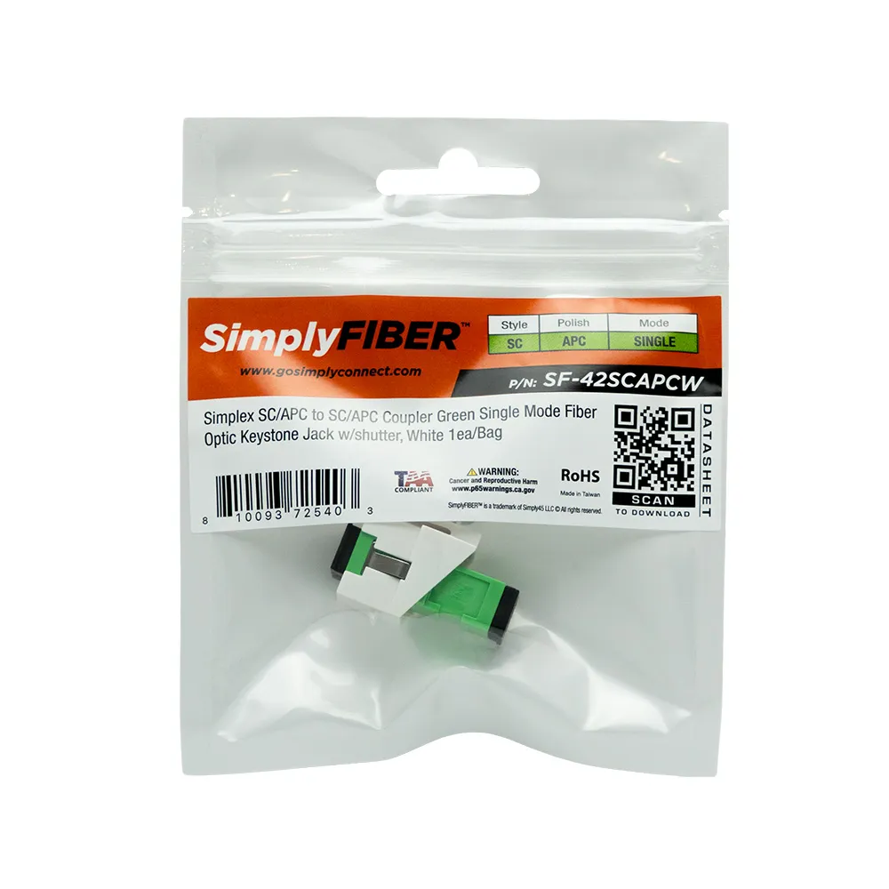Simply45 SC/APC keystone fiber hvid 10-pak