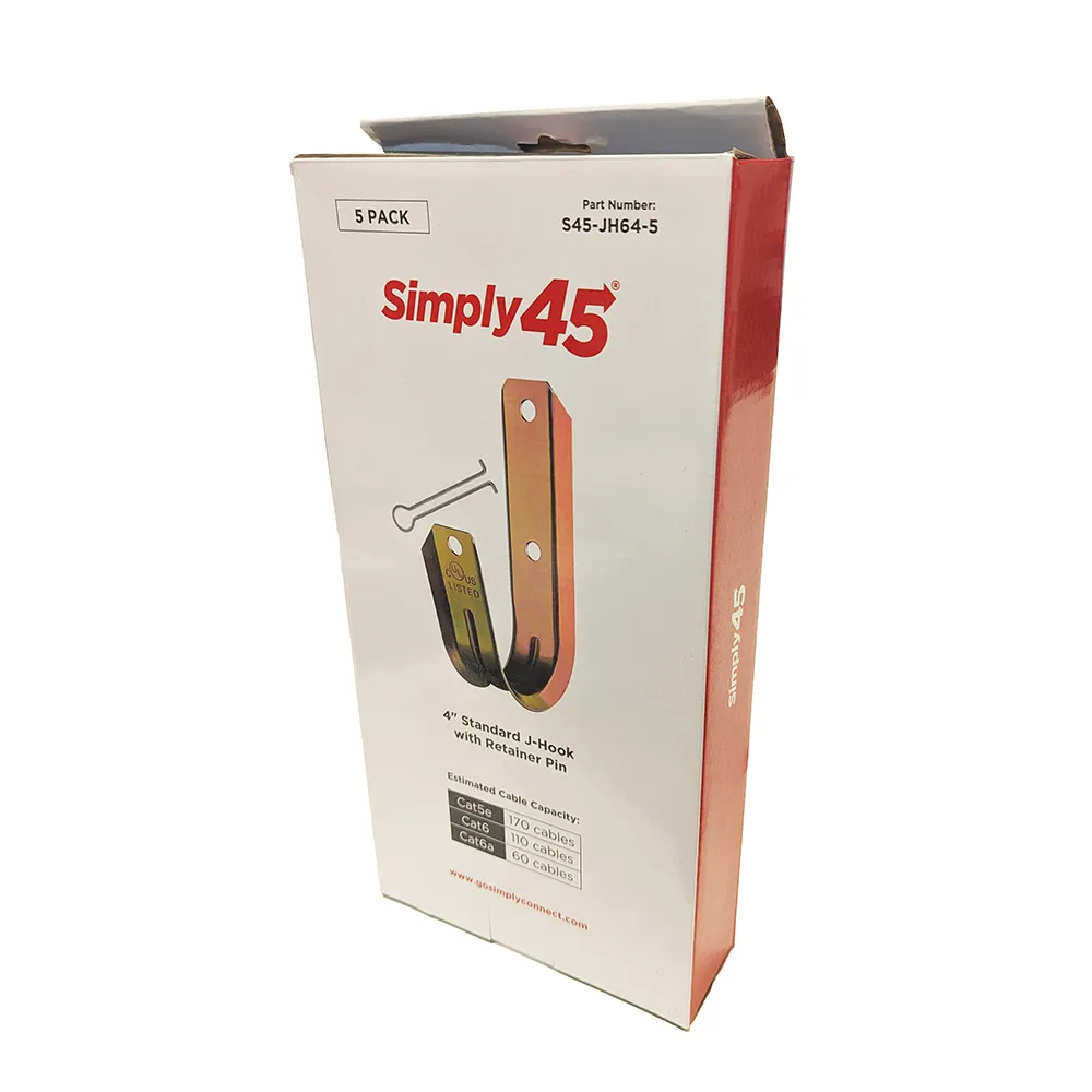 Simply45 J-Hooks 4" kabelkrog stål 5 stk korrosionsfast