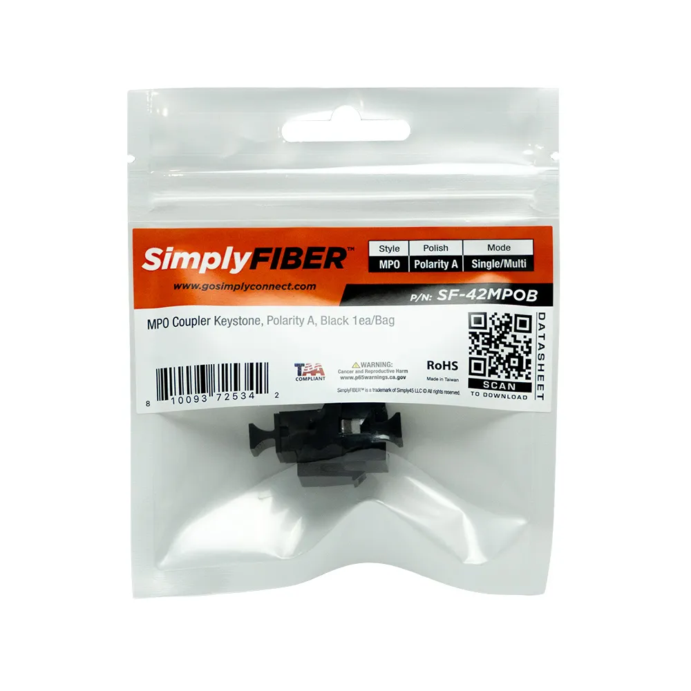 Simply45 MPO Adapter fiberoptik polaritet A sort 1 stk